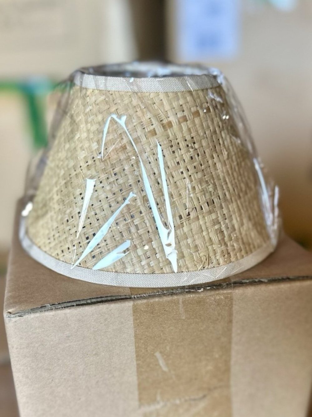 Serena & Lily Rechargeable Raffia Table Lamp Shade-Natural Brown